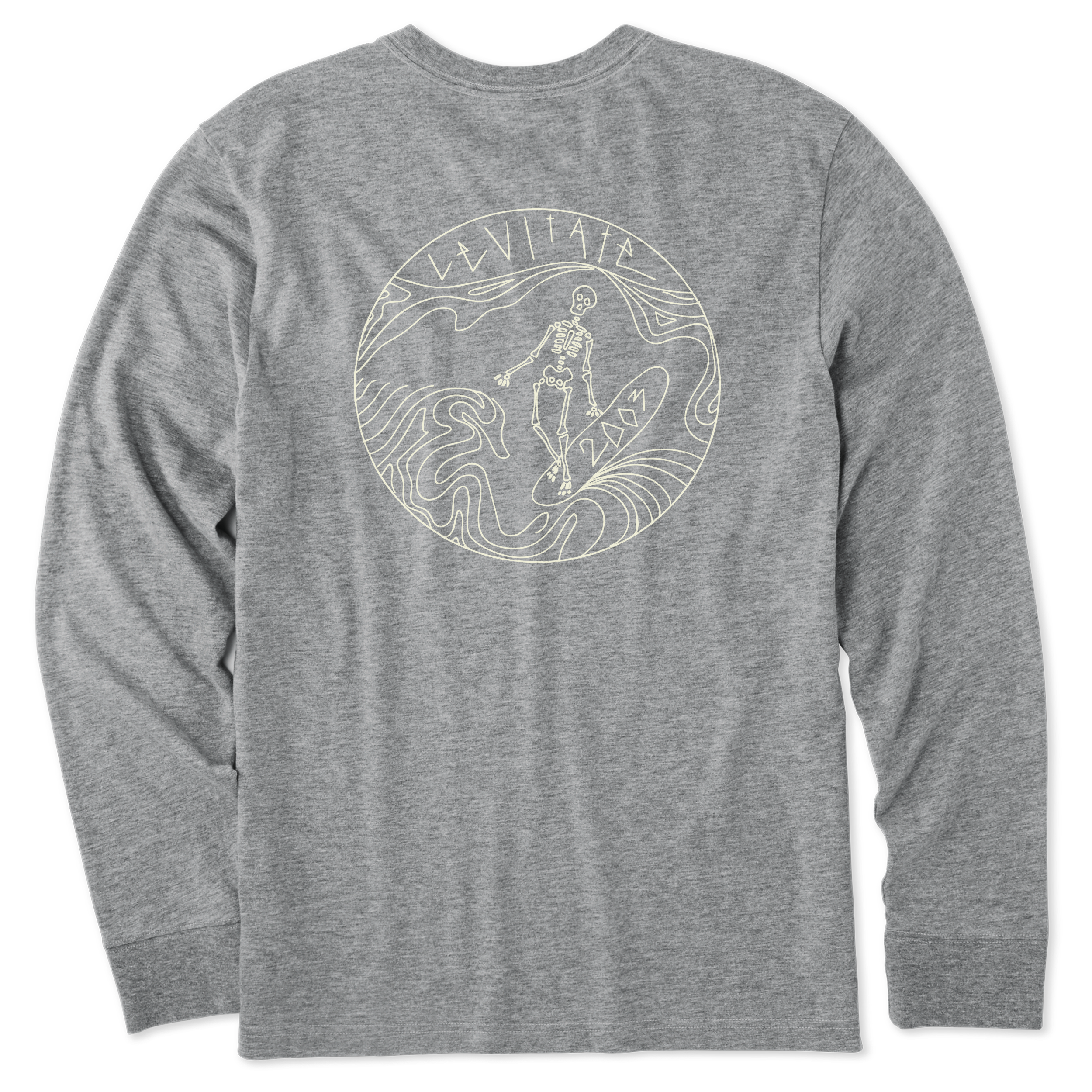 Men's Skeleton Surfer Long Sleeve Premium Tee - Levitate