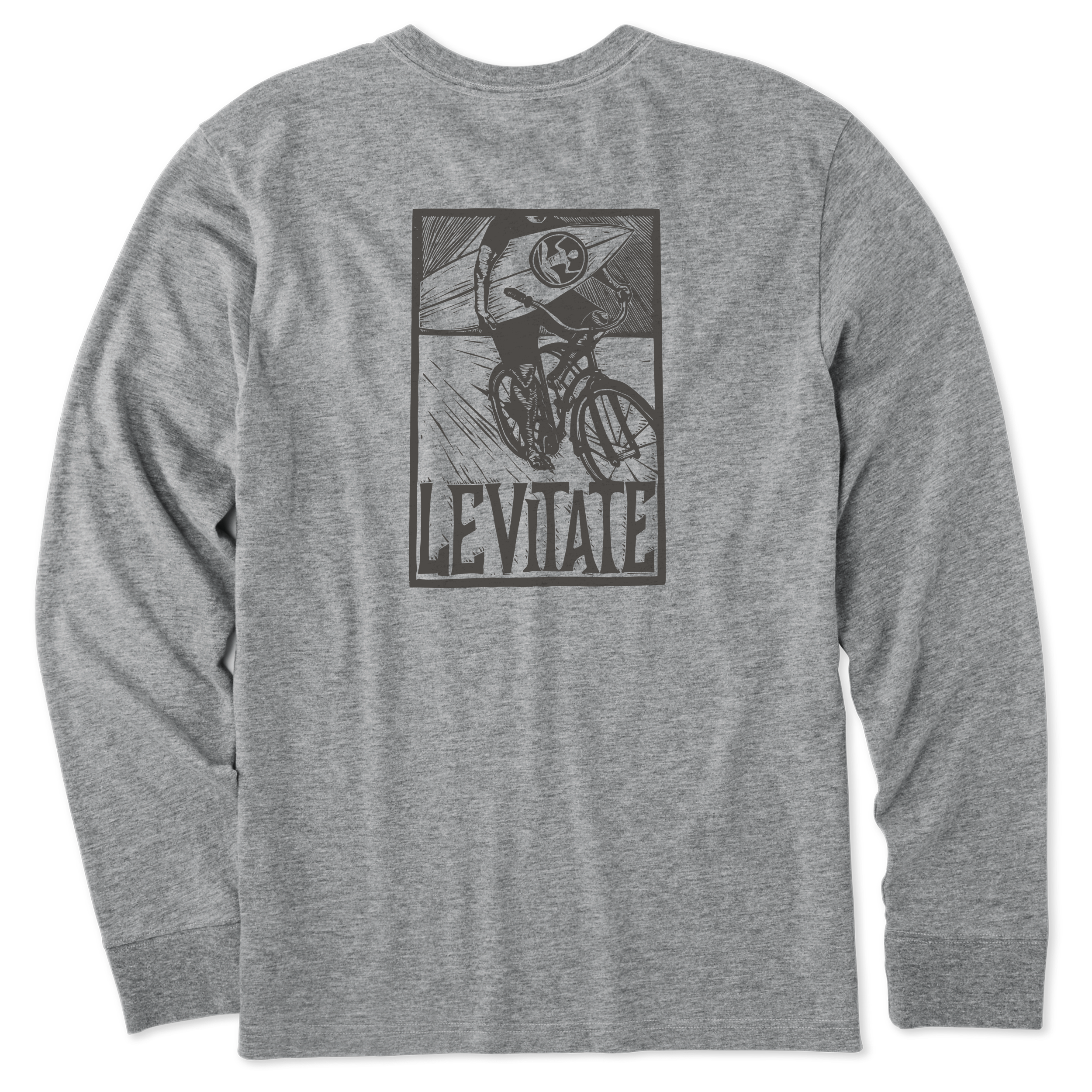 Men's Block Print Surfer Long Sleeve Premium Tee - Levitate
