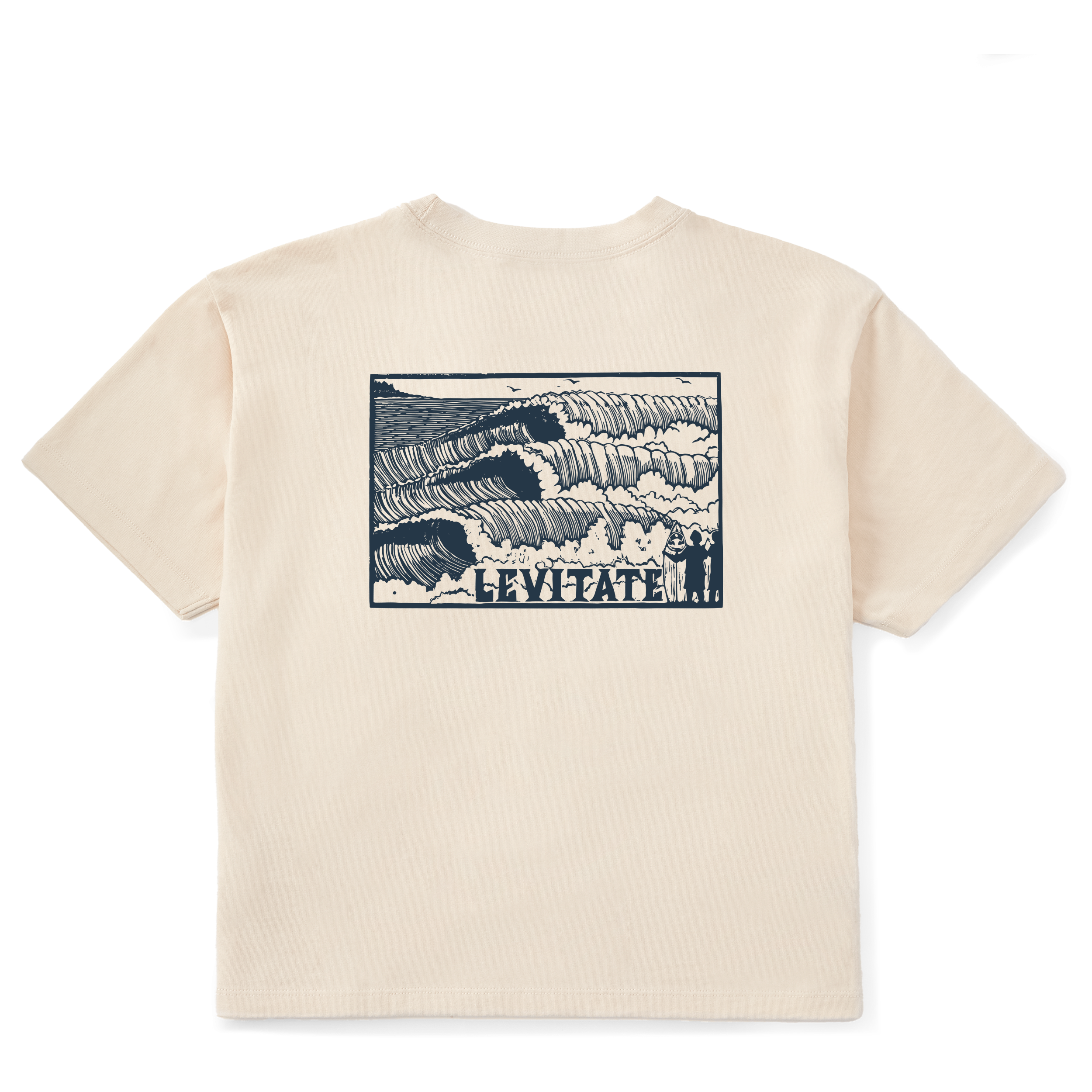 Women's Block Print Waves Short Sleeve Premium Tee - Levitate