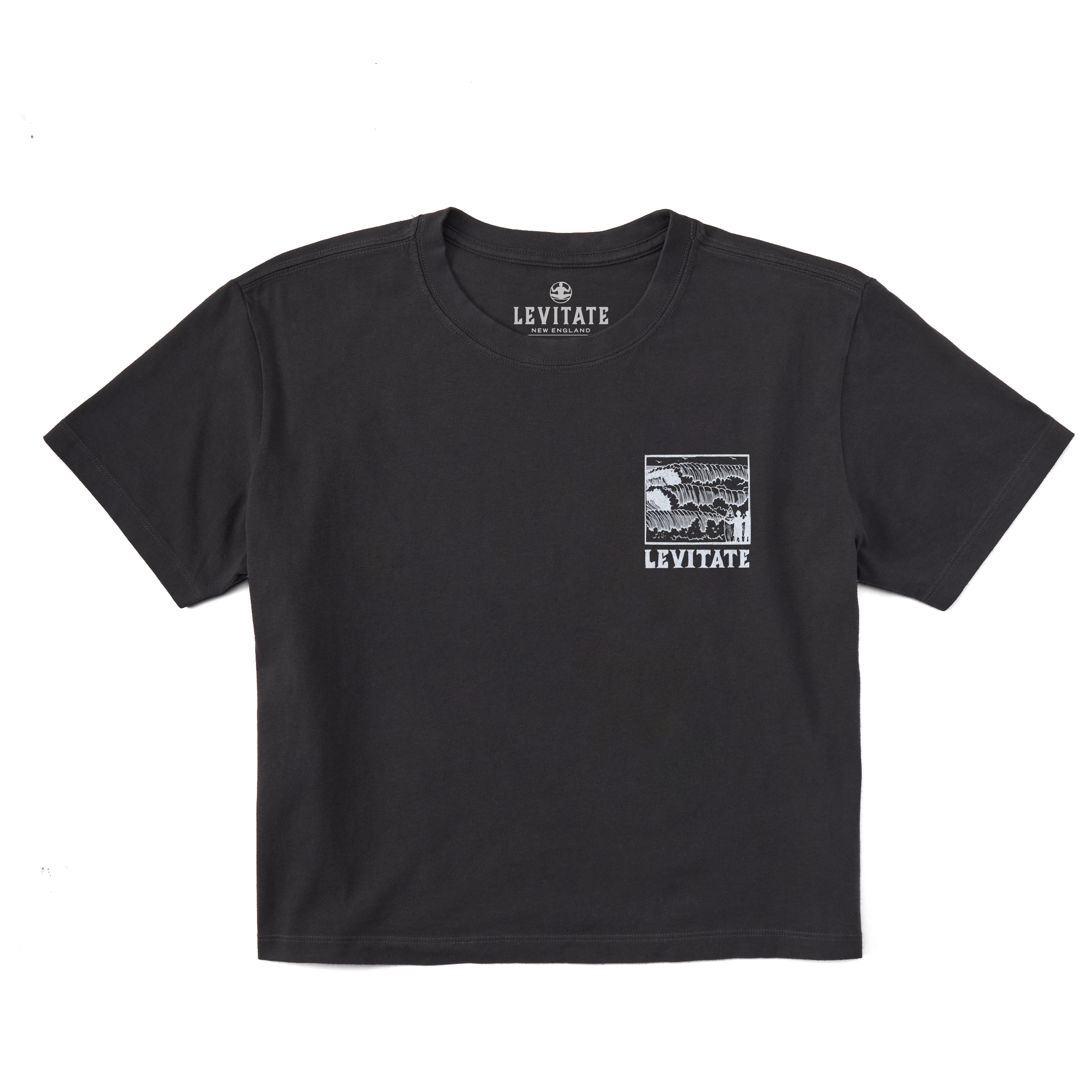 Women's Block Print Waves Short Sleeve Premium Tee - Levitate