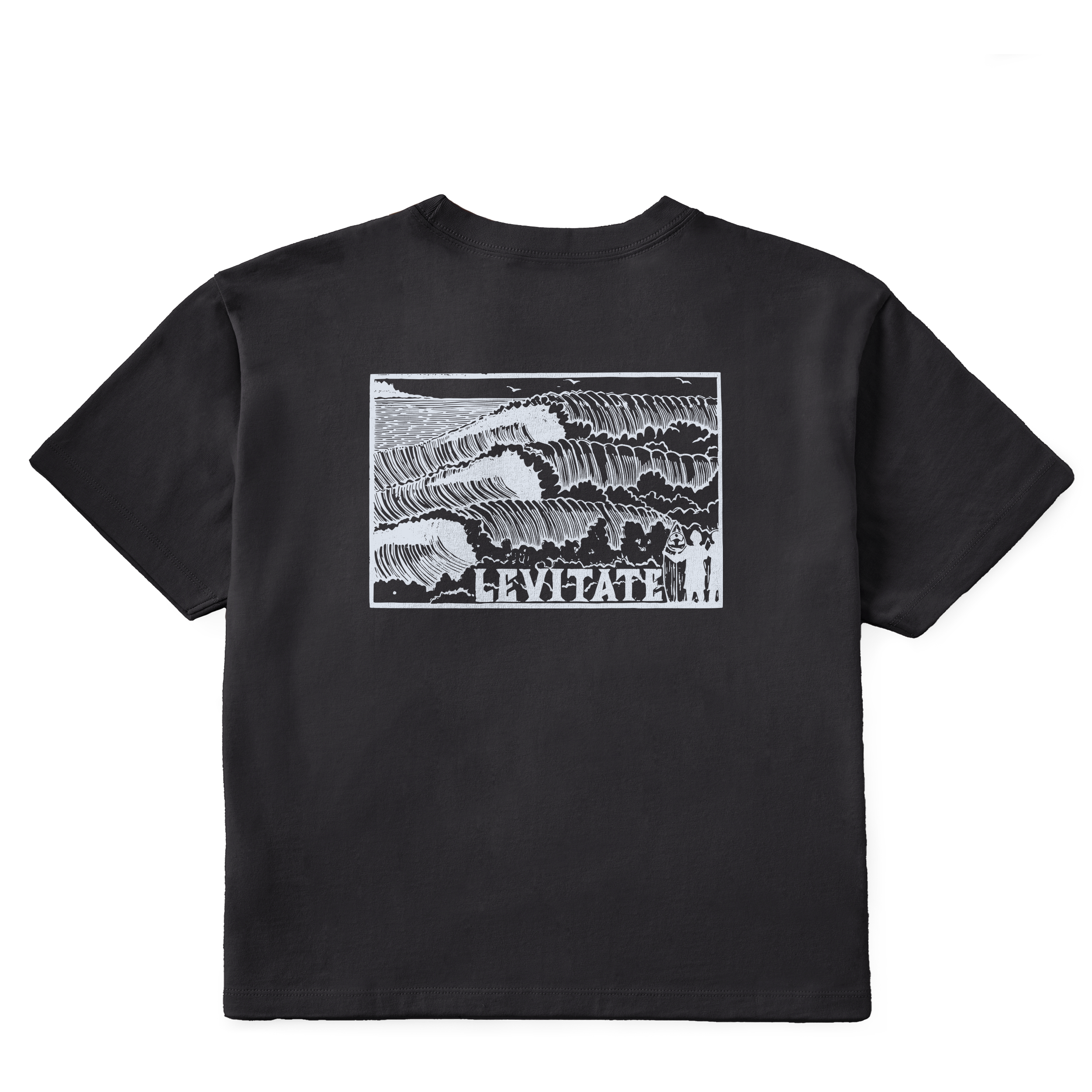 Women's Block Print Waves Short Sleeve Premium Tee - Levitate