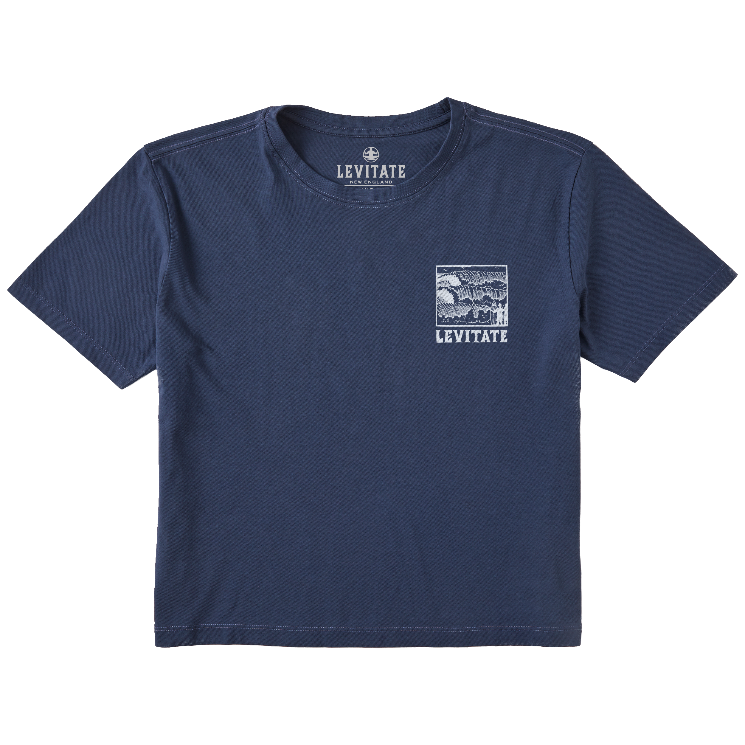 Women's Block Print Waves Short Sleeve Premium Tee - Levitate