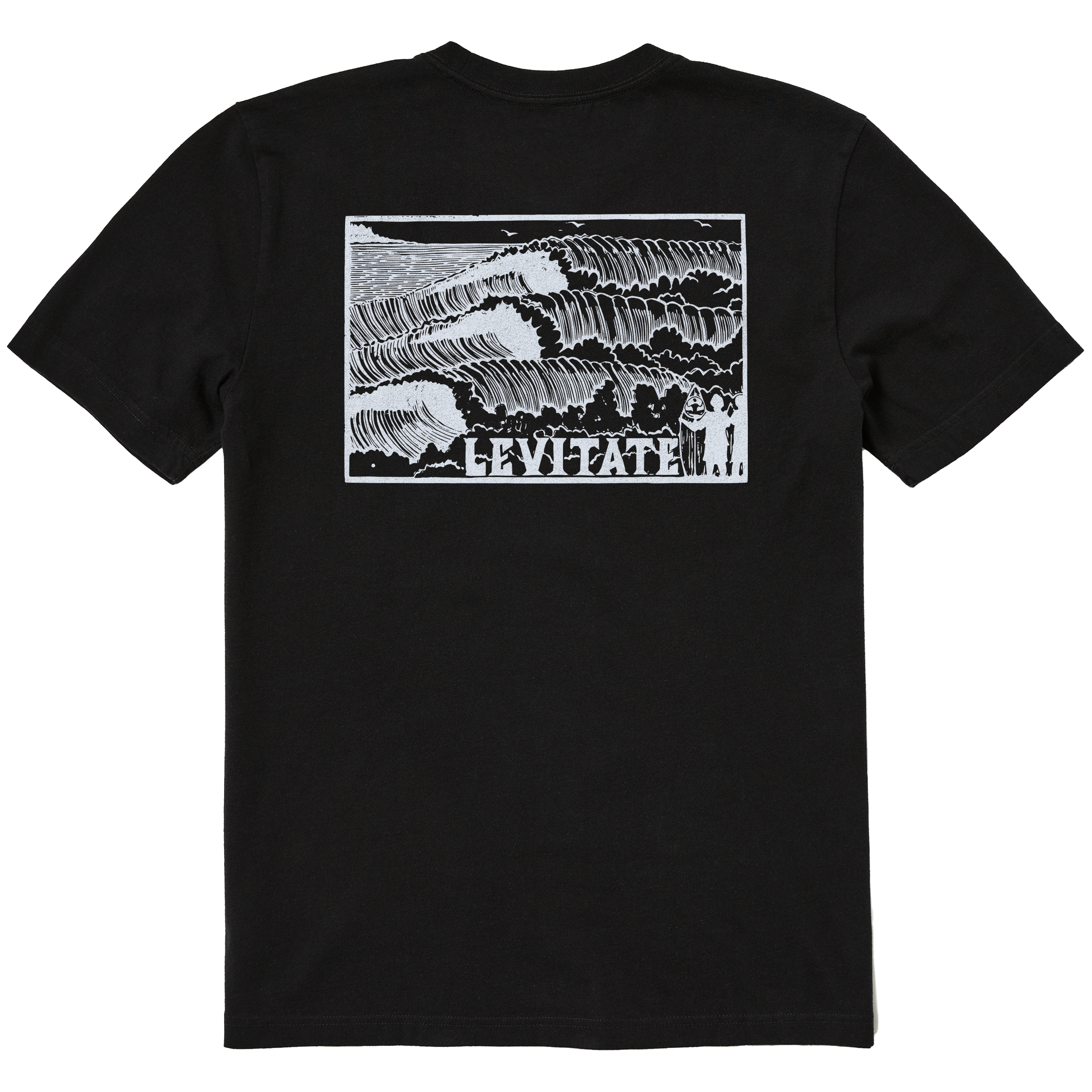 Men's Block Print Waves Short Sleeve Premium Tee - Levitate