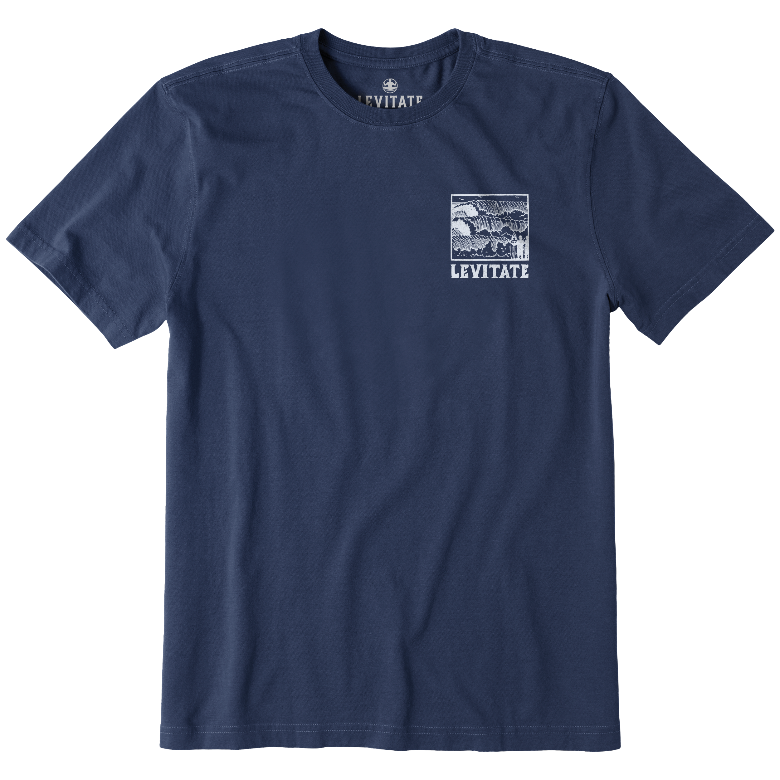 Men's Block Print Waves Short Sleeve Premium Tee - Levitate