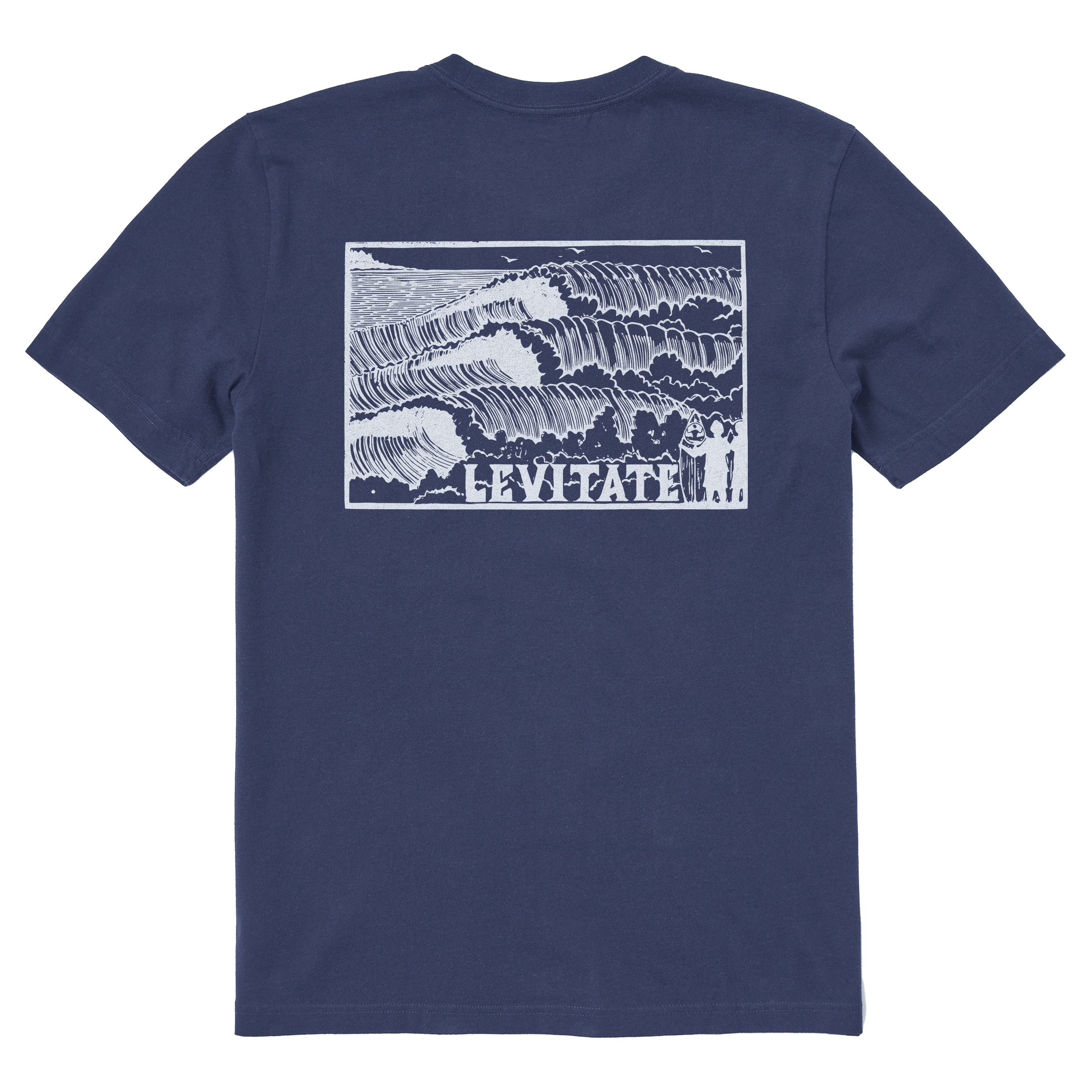 Men's Block Print Waves Short Sleeve Premium Tee - Levitate