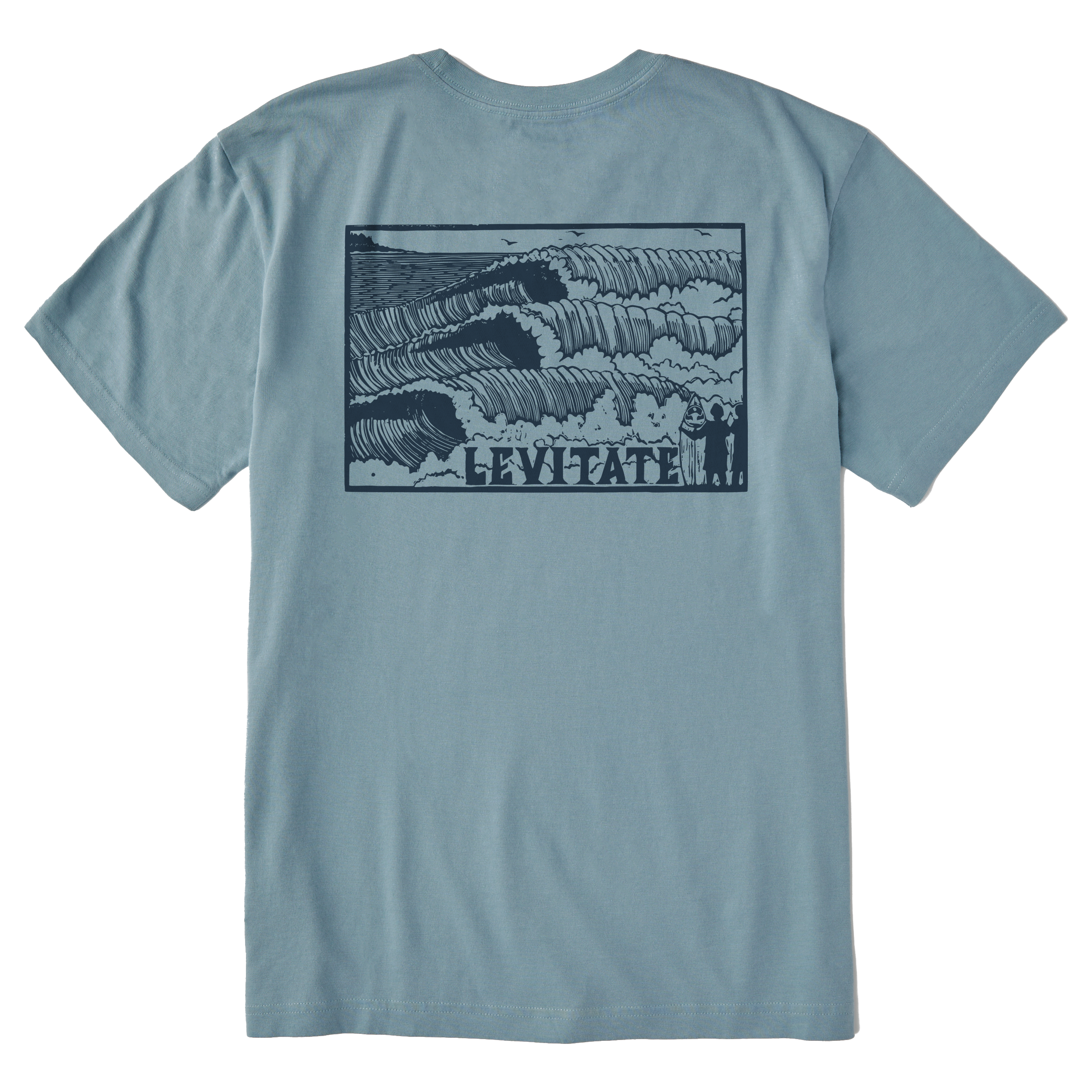 Men's Block Print Waves Short Sleeve Premium Tee - Levitate