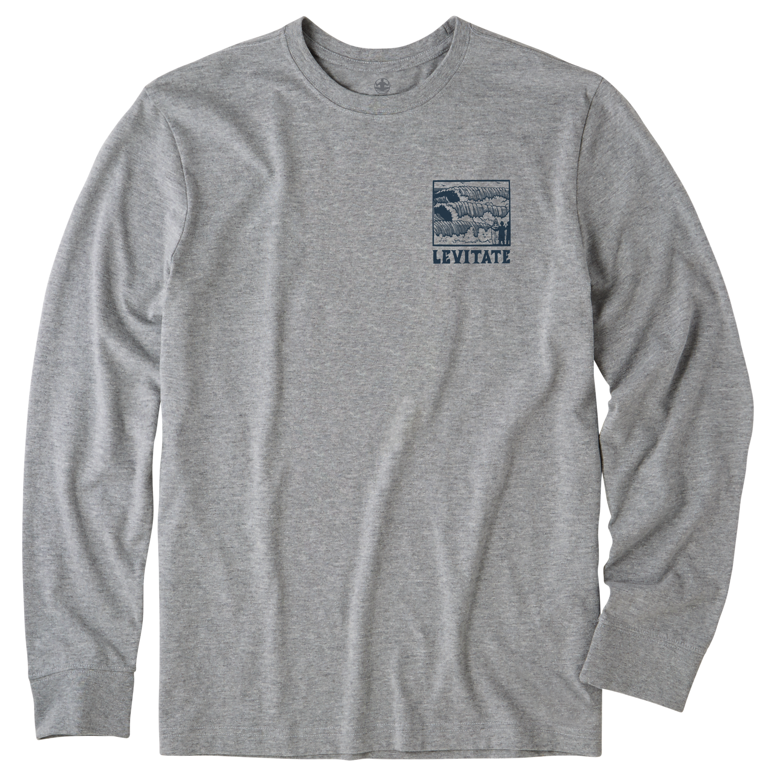 Men's Block Print Waves Long Sleeve Premium Tee - Levitate