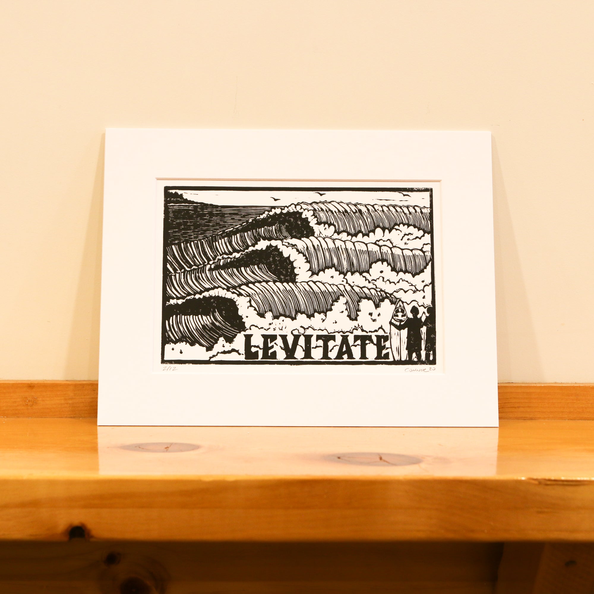Surf Break Linocut - Levitate