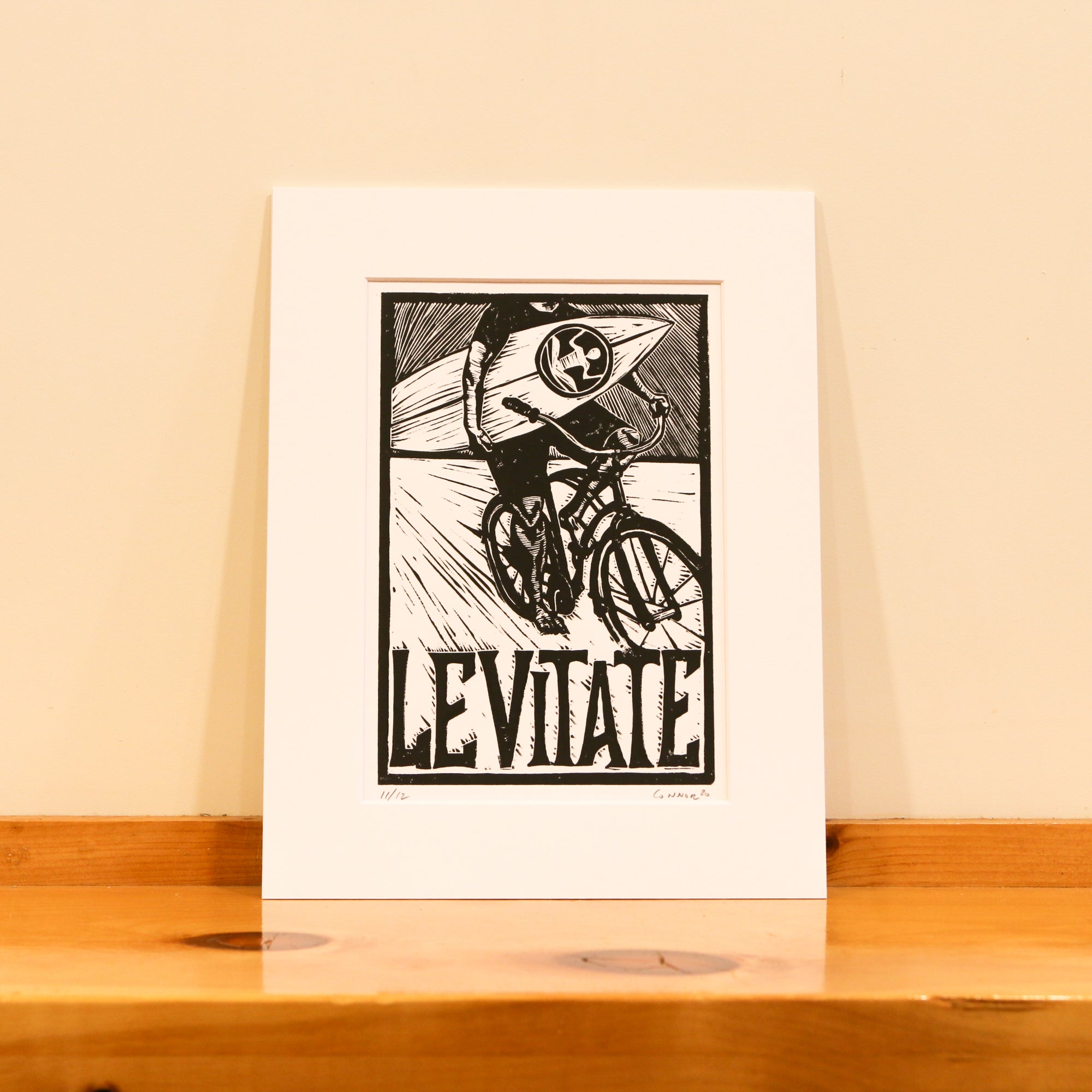 Bike Surfer Linocut - Levitate