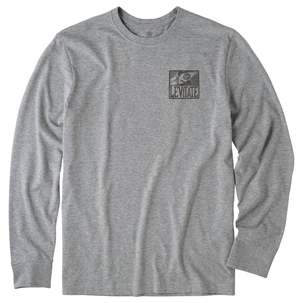 Men's Block Print Surfer Long Sleeve Premium Tee - Levitate