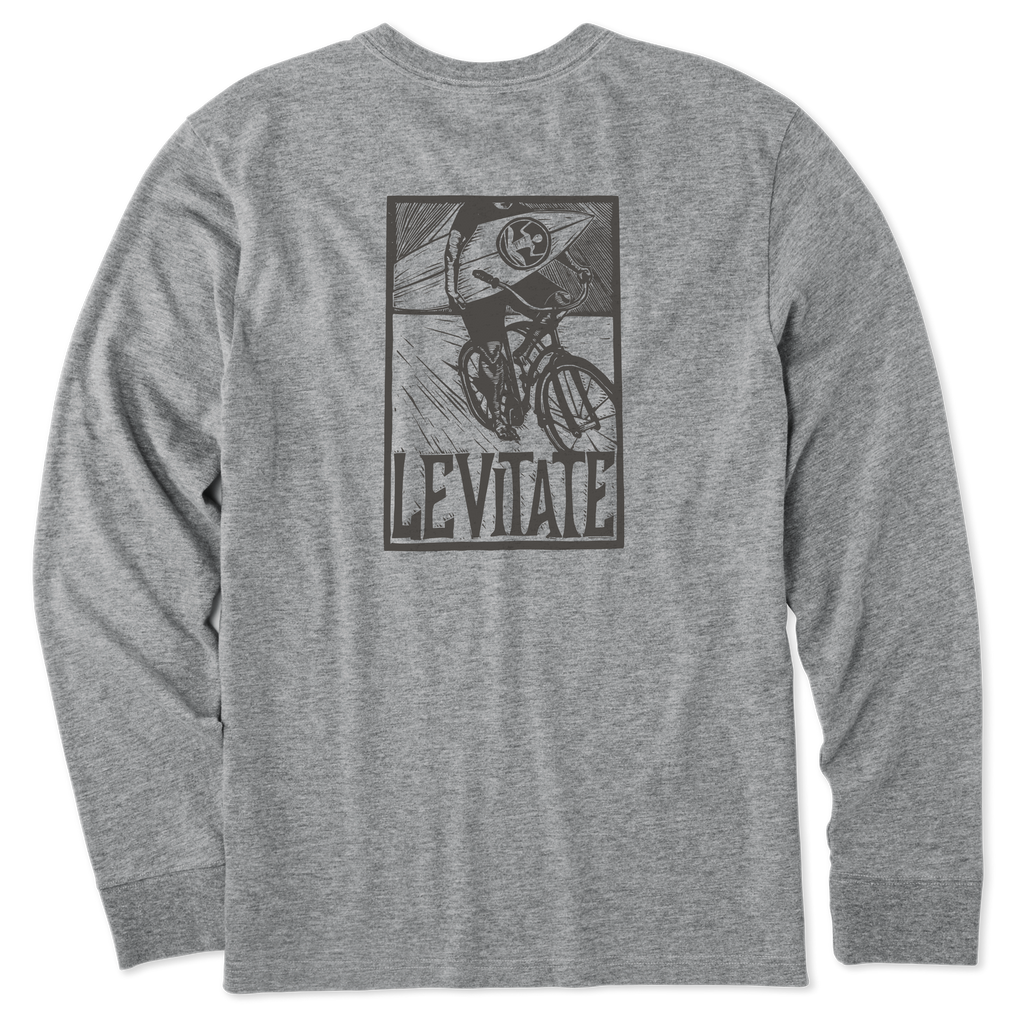 Men's Block Print Surfer Long Sleeve Premium Tee - Levitate