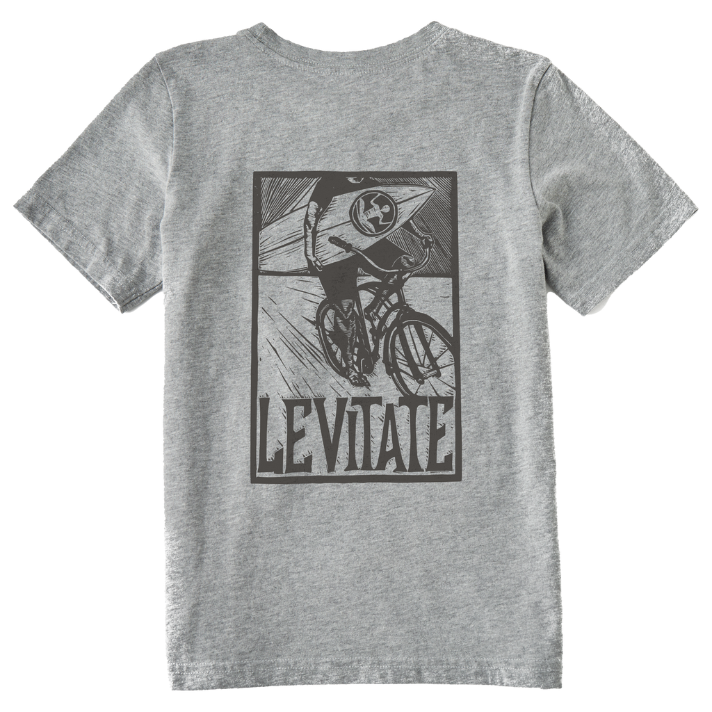 Kid's Block Print Surfer Short Sleeve Premium Tee - Levitate