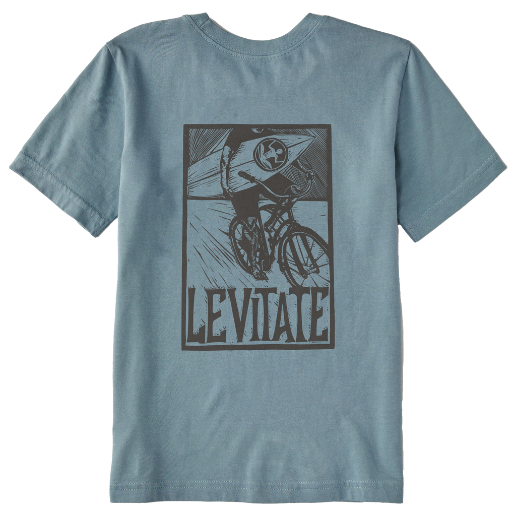 Kid's Block Print Surfer Short Sleeve Premium Tee - Levitate