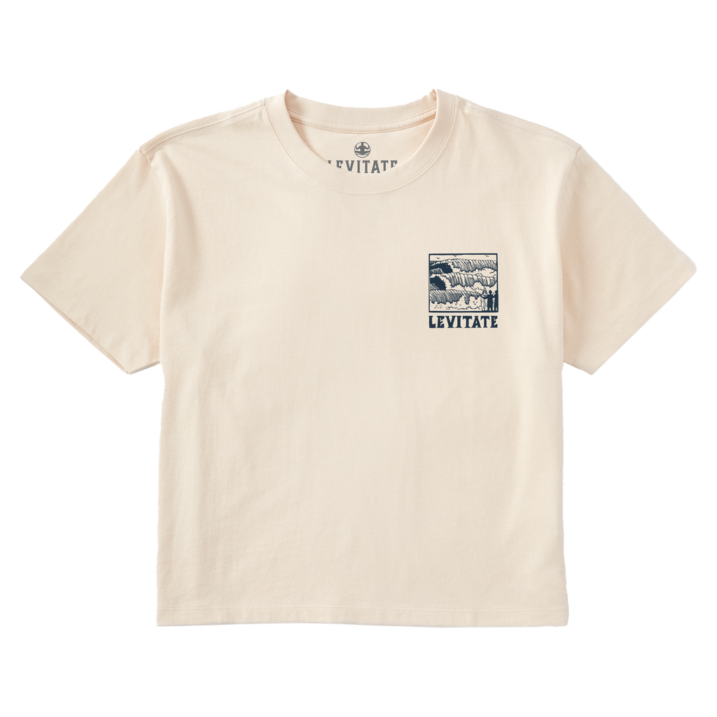 Women's Block Print Waves Short Sleeve Premium Tee - Levitate