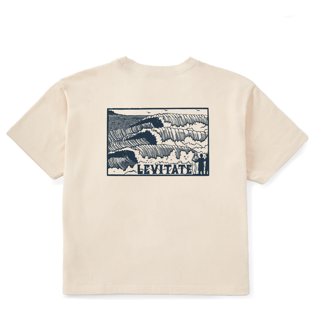 Women's Block Print Waves Short Sleeve Premium Tee - Levitate