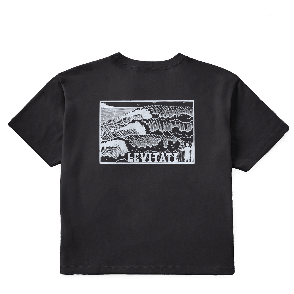 Women's Block Print Waves Short Sleeve Premium Tee - Levitate