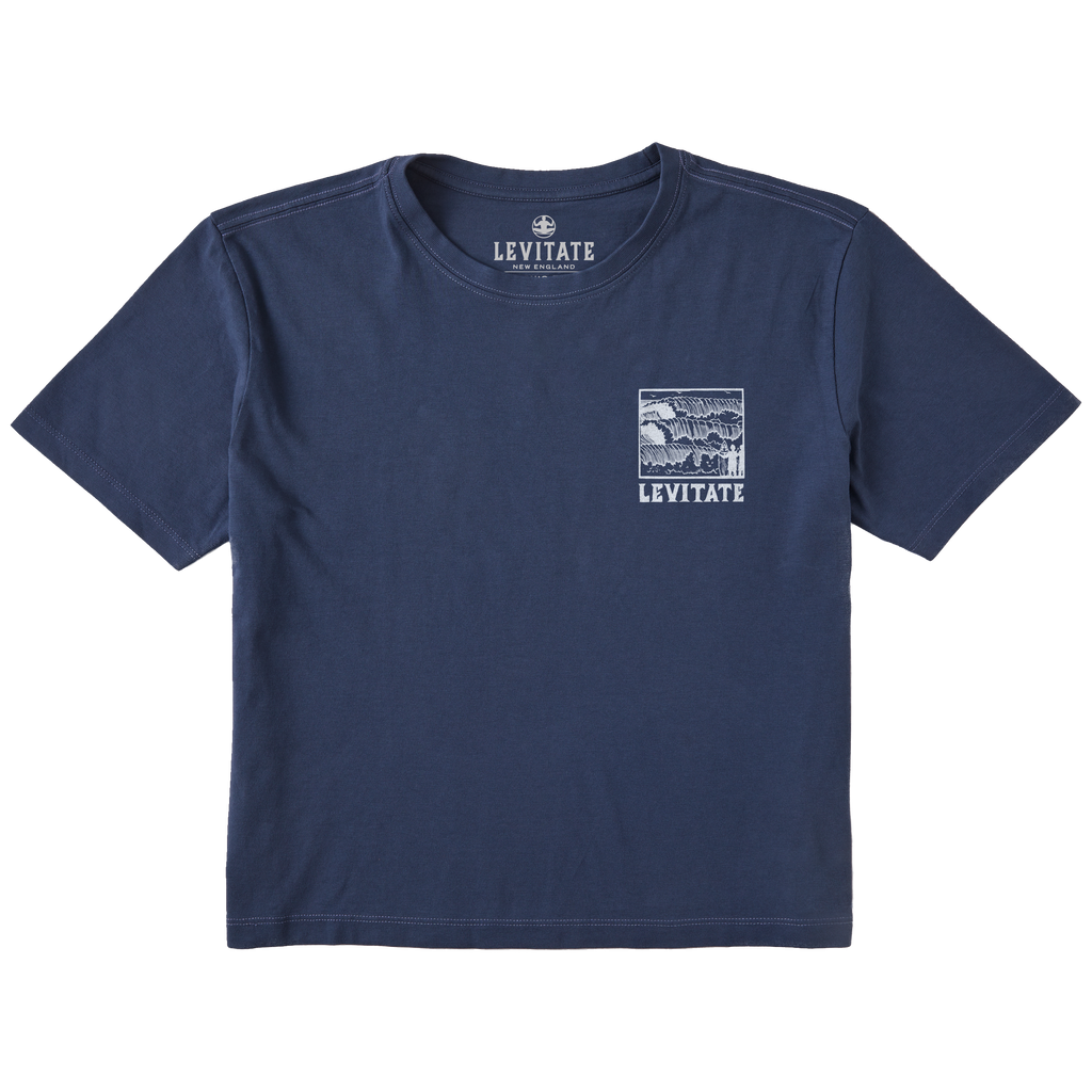 Women's Block Print Waves Short Sleeve Premium Tee - Levitate