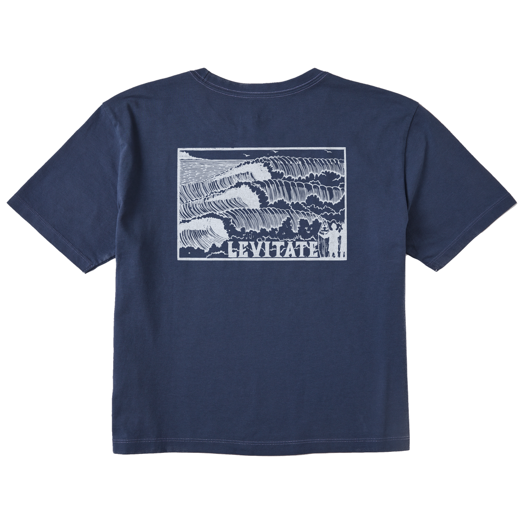 Women's Block Print Waves Short Sleeve Premium Tee - Levitate