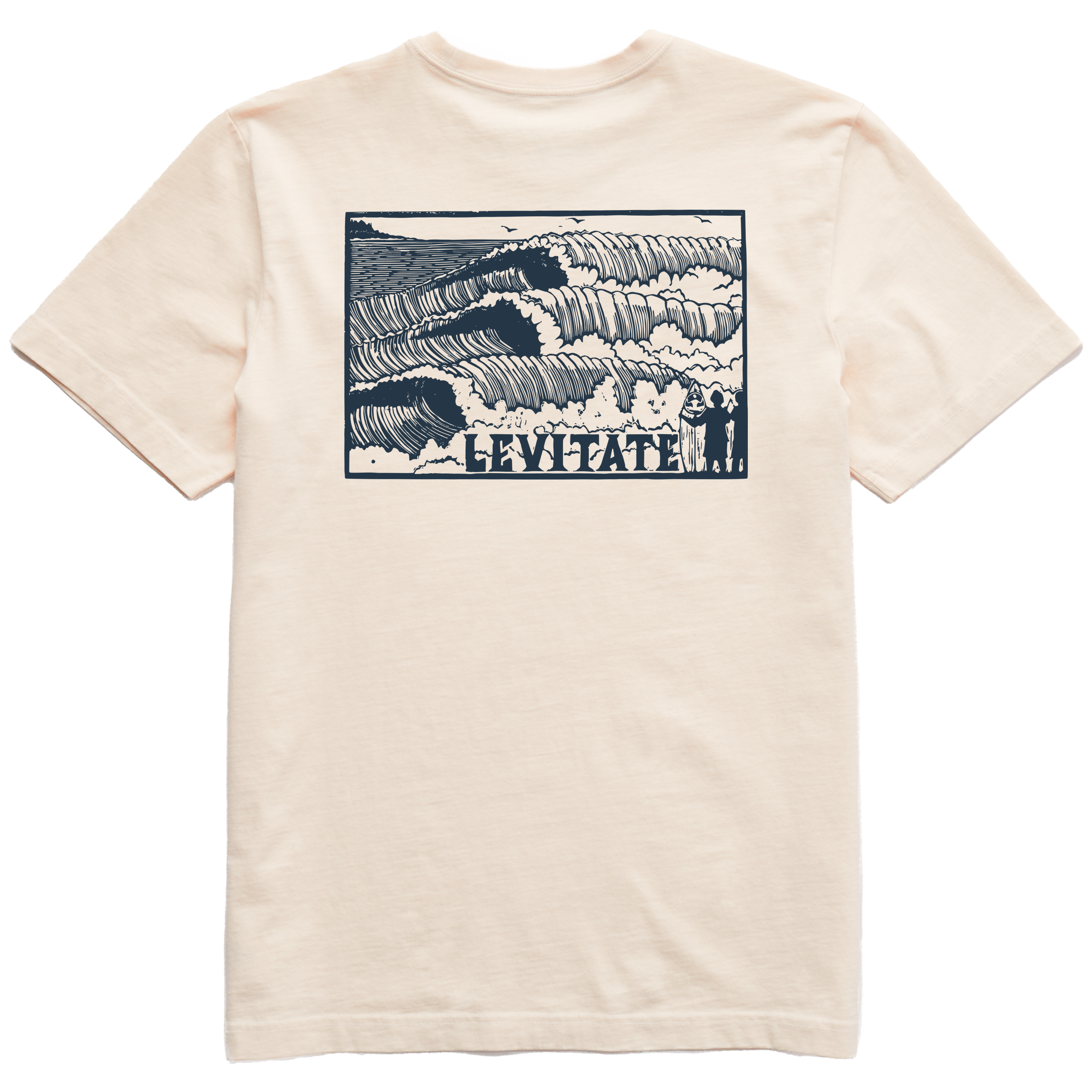 Men's Block Print Waves Short Sleeve Premium Tee - Levitate