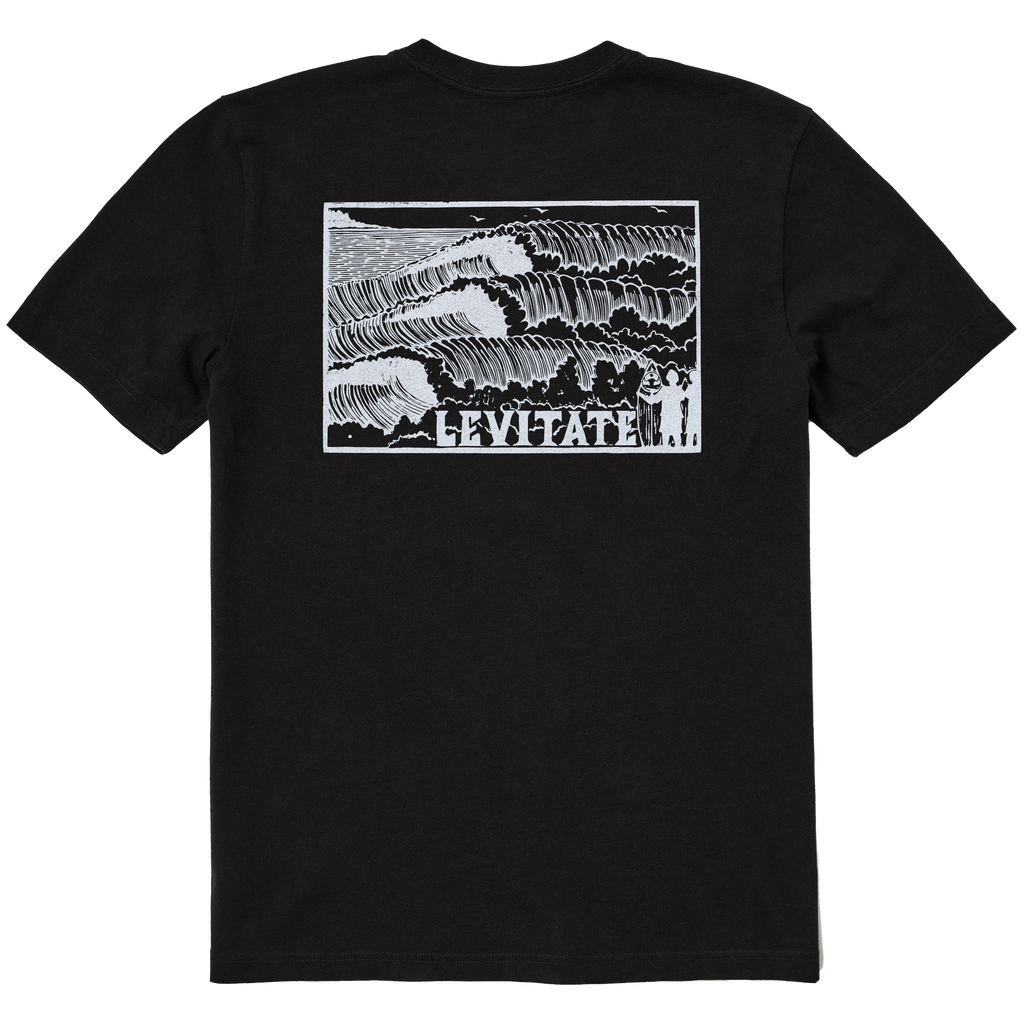 Men's Block Print Waves Short Sleeve Premium Tee - Levitate