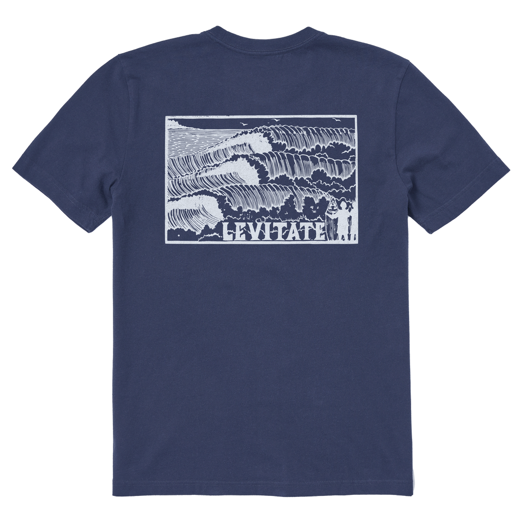 Men's Block Print Waves Short Sleeve Premium Tee - Levitate