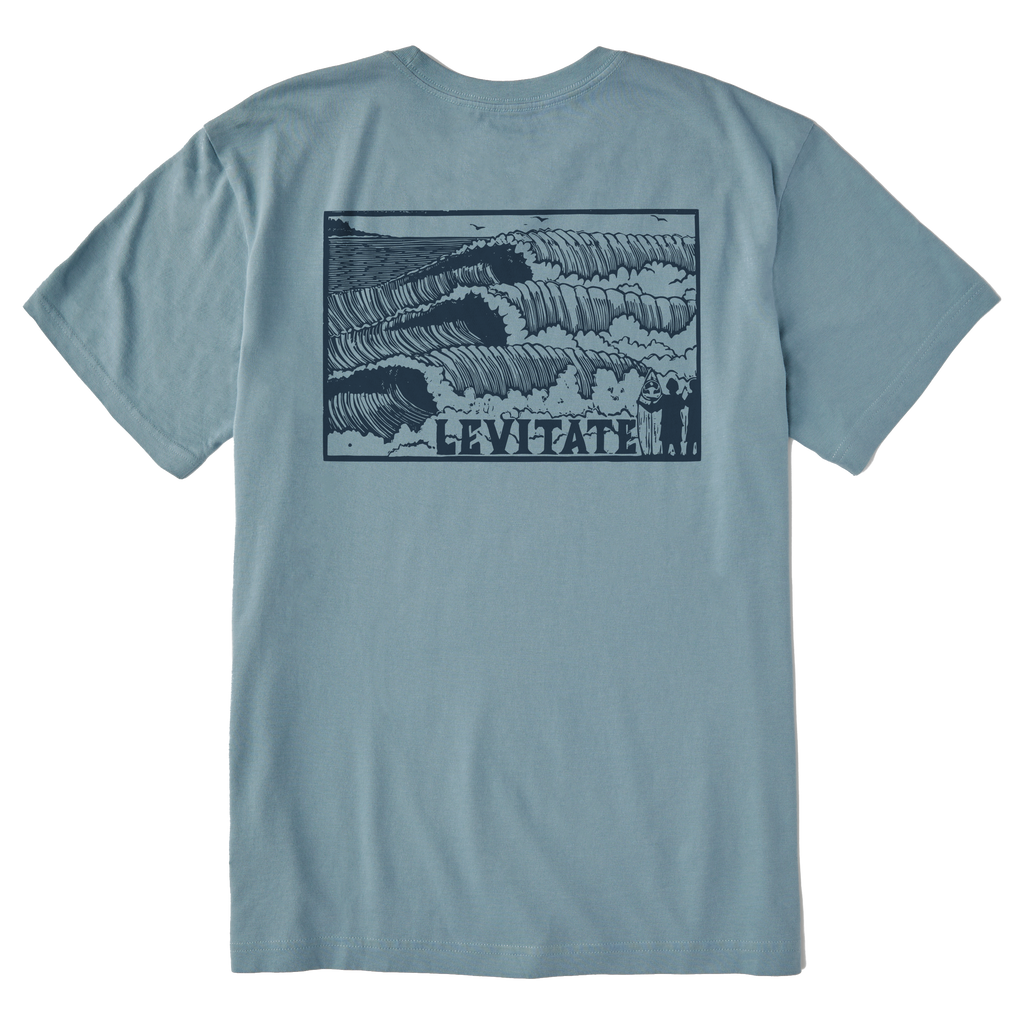 Men's Block Print Waves Short Sleeve Premium Tee - Levitate