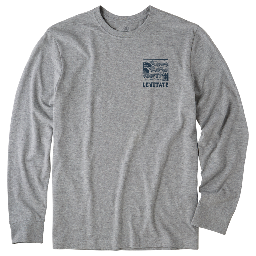 Men's Block Print Waves Long Sleeve Premium Tee - Levitate