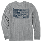 Men's Block Print Waves Long Sleeve Premium Tee - Levitate
