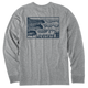 Medium Heather Gray - Men's Block Print Waves Long Sleeve Premium Tee