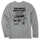 Medium Heather Grey - Men's Waves Won't Wait Long Sleeve Premium Tee