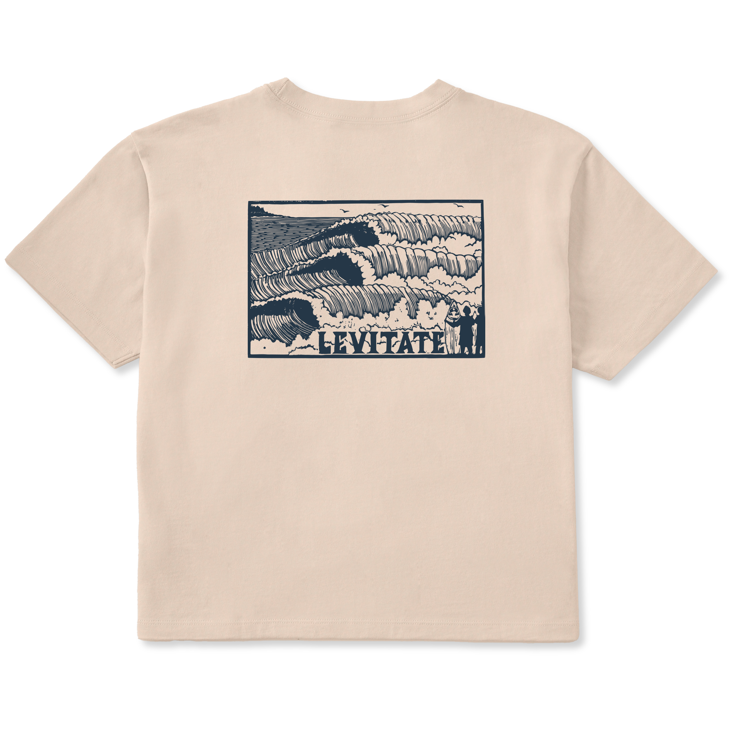 Women's Block Print Waves Short Sleeve Premium Tee