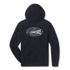 Levitate Curl Classic Hoodie, back: Oval Levitate logo wrapped in a curling wave line drawing with Since 2003 text