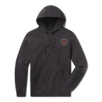 Levitate Simple Stoke Hoodie, front: Rust-orange sunburst with Simple Stoke text and Levitate New England arched lettering