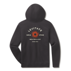 Levitate Simple Stoke Hoodie, back: Rust-orange sunburst with Simple Stoke text and Levitate New England arched lettering