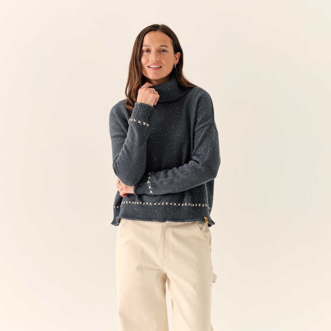 Women's Fisherman Cowl Neck Sweater