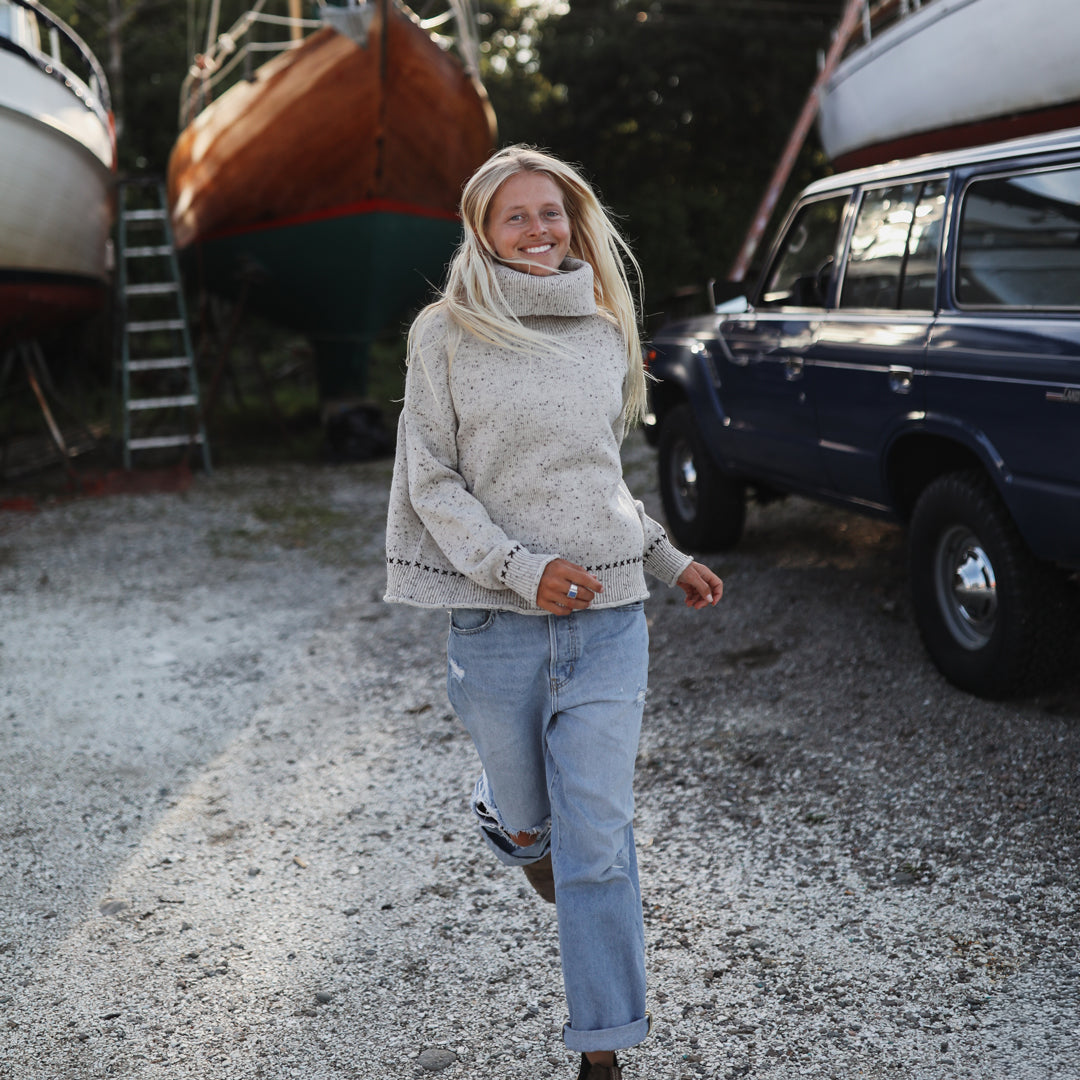 Women's Fisherman Cowl Neck Sweater