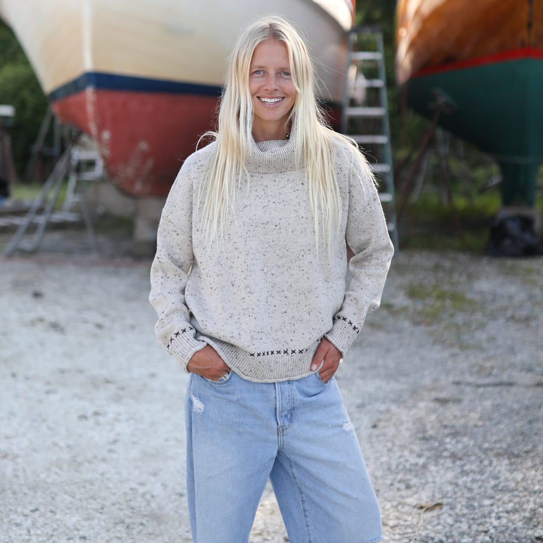 Women's Fisherman Cowl Neck Sweater