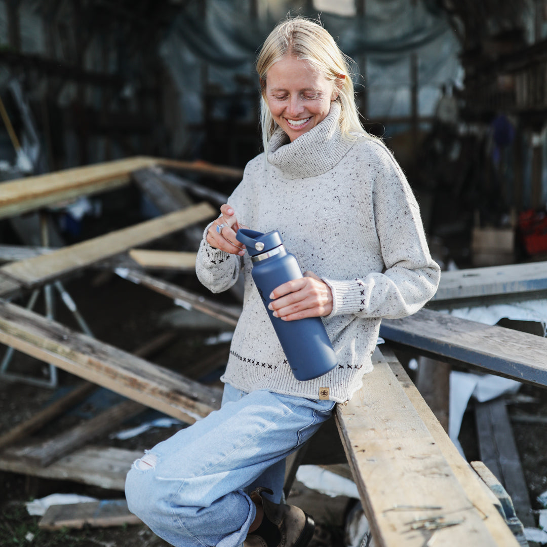 Women's Fisherman Cowl Neck Sweater