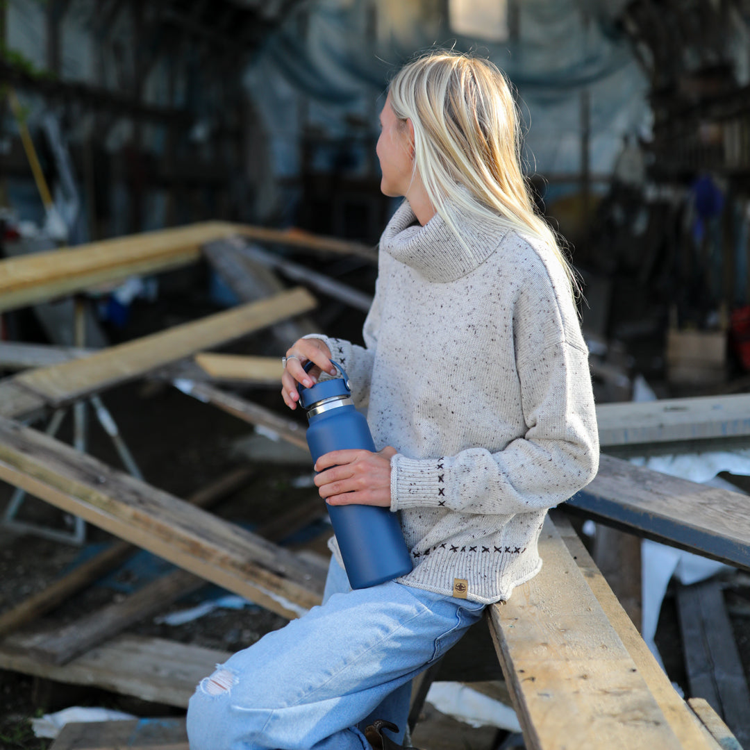 Women's Fisherman Cowl Neck Sweater
